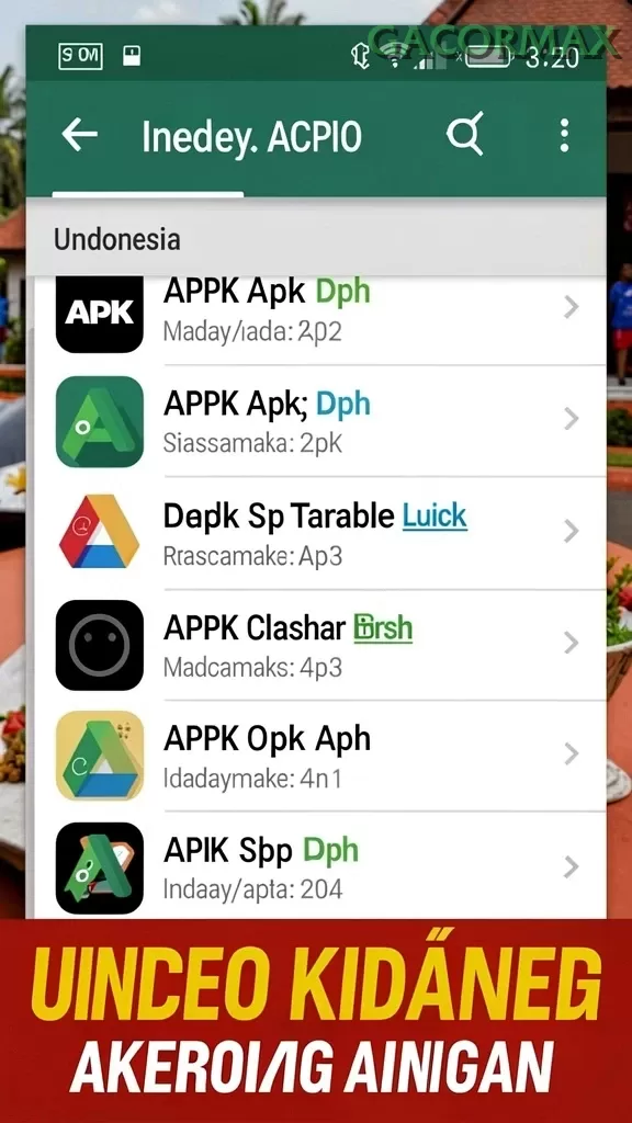 Cuplikan layar IDA777 — menu navigasi